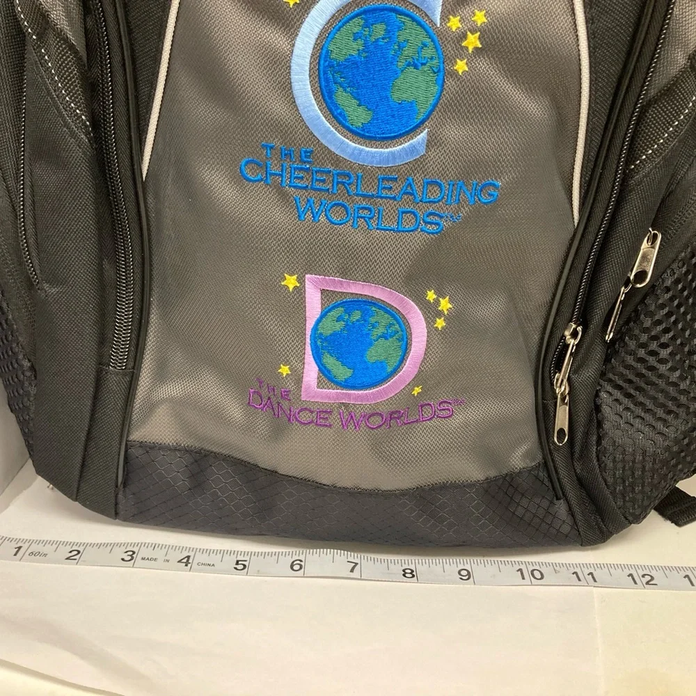 The Cheerleading Cheer Dance Worlds Girls Black Backpack 21” X 14” NWOT